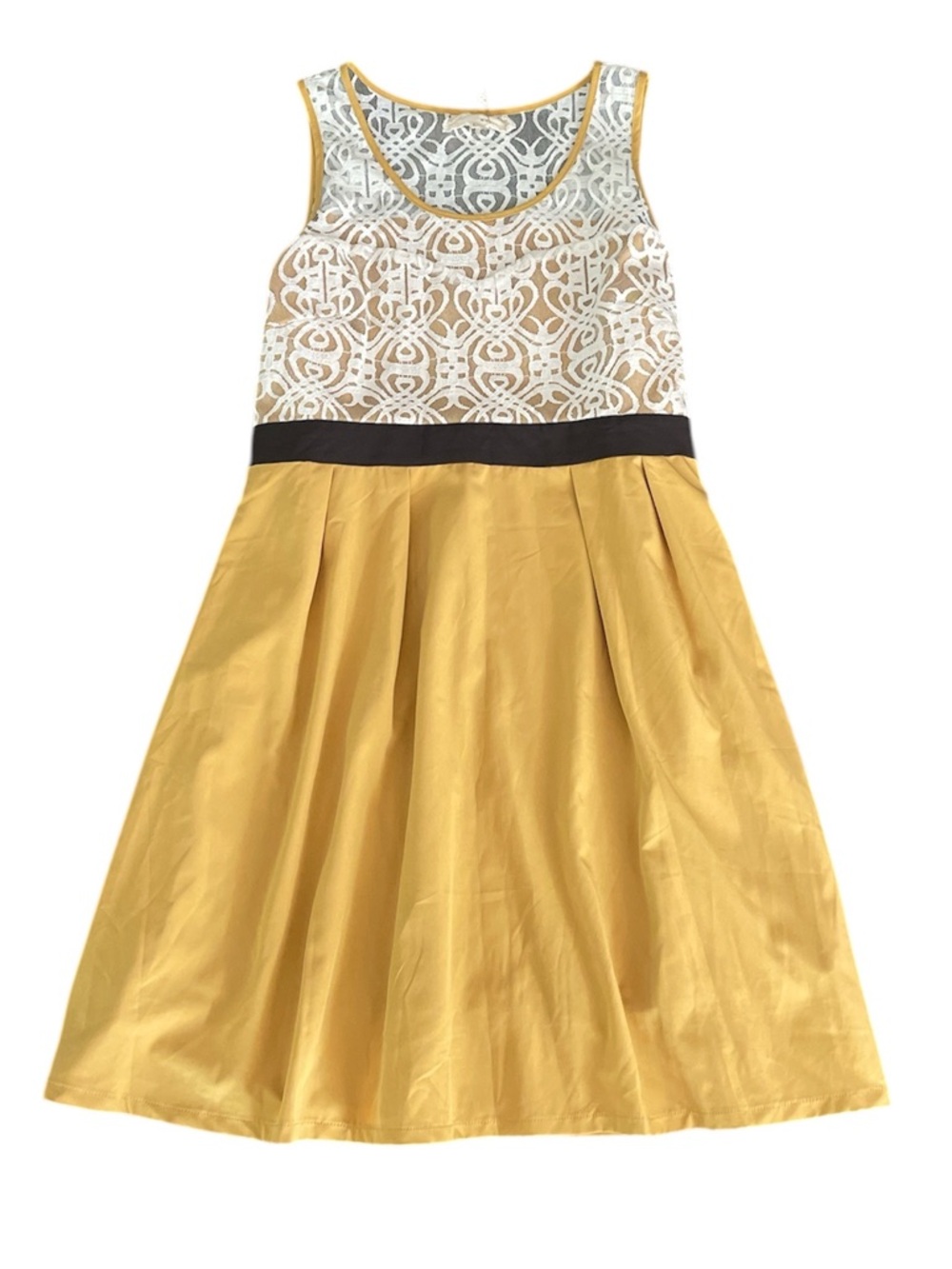 A’reve NWT women’s Yellow, Black & White Lace Bodice dress